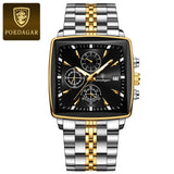 POEDAGAR Luxury Square Sports Watch – Waterproof Luminous Chronograph Quartz Men's Wristwatch | Stainless Steel - Bloom & Bear