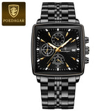 POEDAGAR Luxury Square Sports Watch – Waterproof Luminous Chronograph Quartz Men's Wristwatch | Stainless Steel - Bloom & Bear