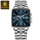 POEDAGAR Luxury Square Sports Watch – Waterproof Luminous Chronograph Quartz Men's Wristwatch | Stainless Steel - Bloom & Bear